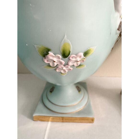 A Pair of Gold Plated Sea Green Porcelain Baskets, Trinket Dish, Decor Vintage - Picture 4 of 15